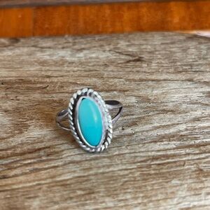 VTG Carolyn Pollack Relios CT Sterling Turquoise Ring Rope Bezel Sz 7.5